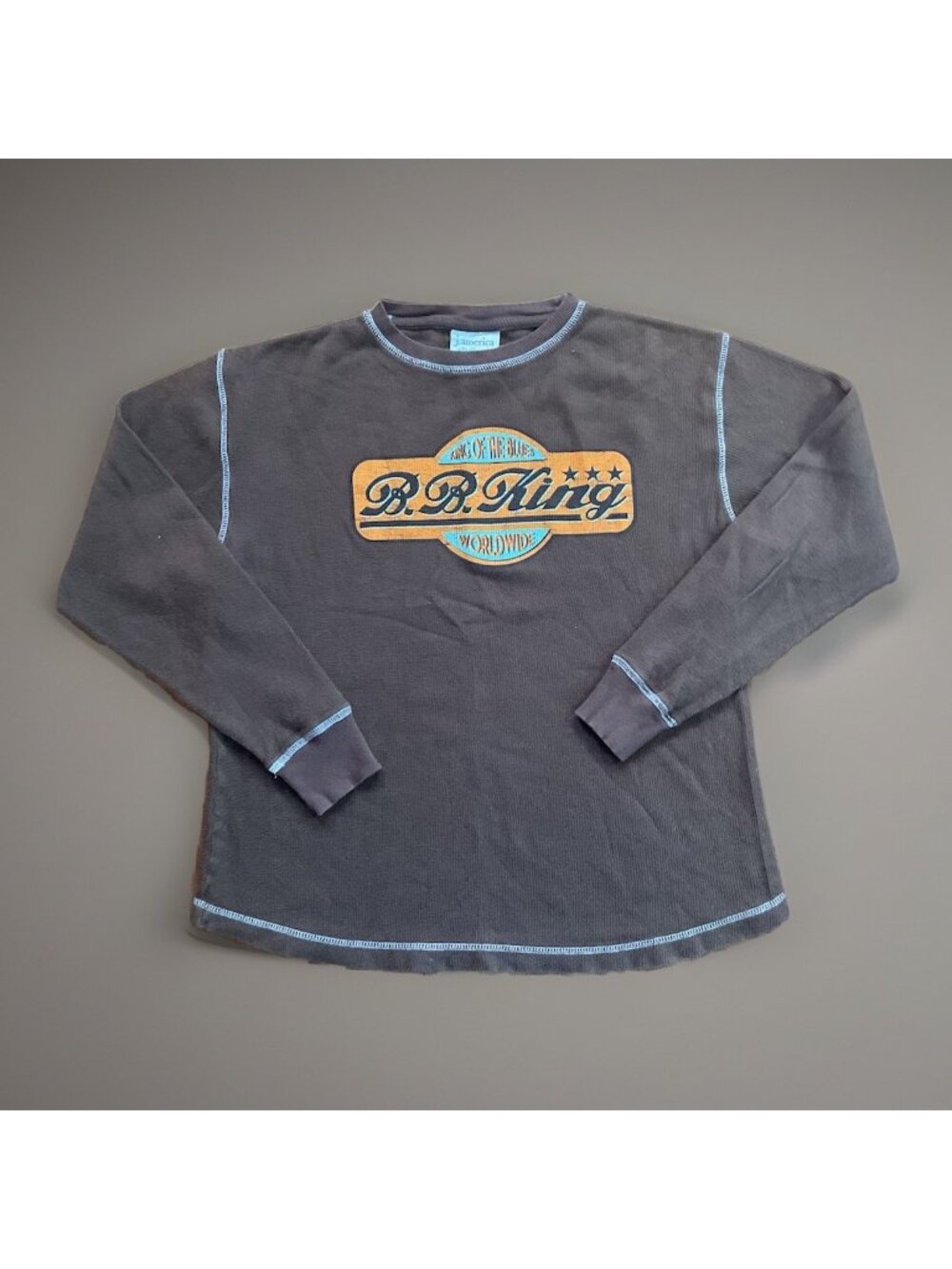 BB King King of Blues Thermal Waffle Long Sleeve J America Shirt Large